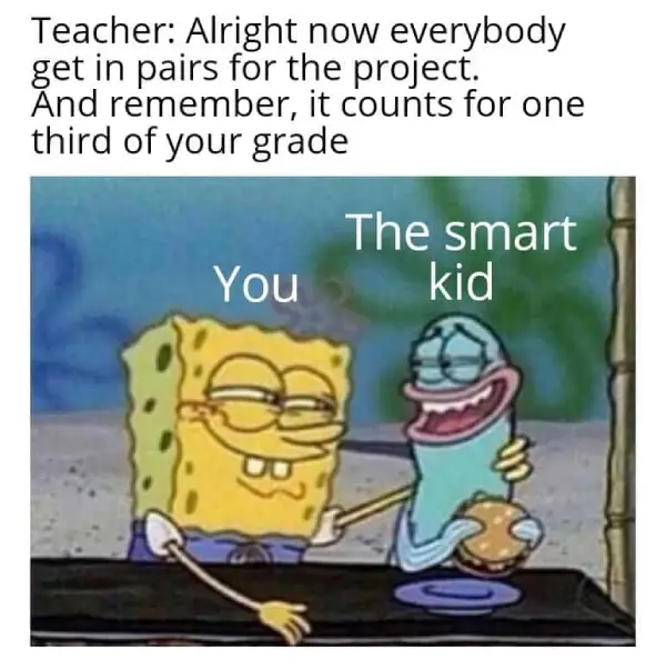 Sponge bob school group up funny meme